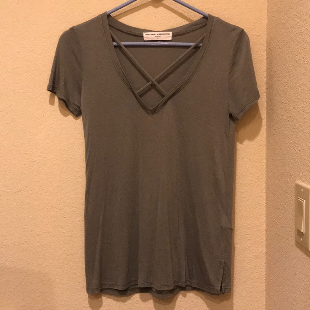 Urban Outfitters across cross front tee